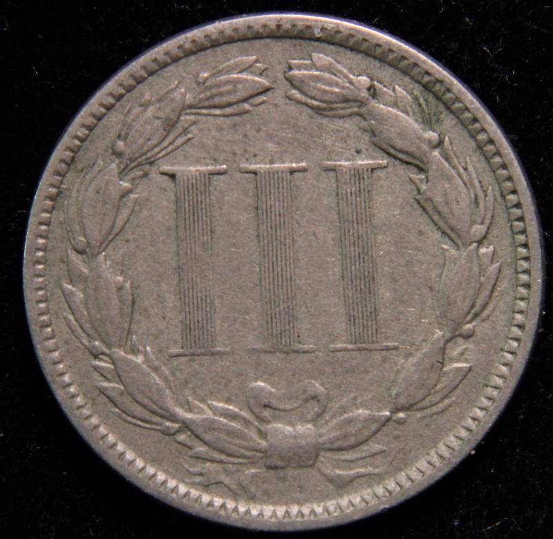 1872 US 3 CENT NICKEL VERY FINE
