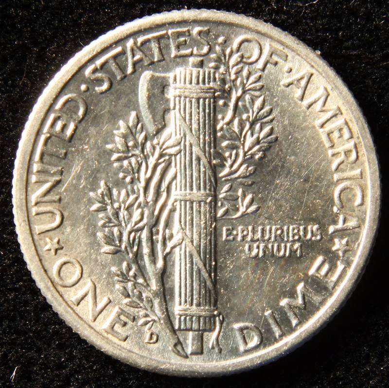 1943-D MERCURY SILVER DIME UNC