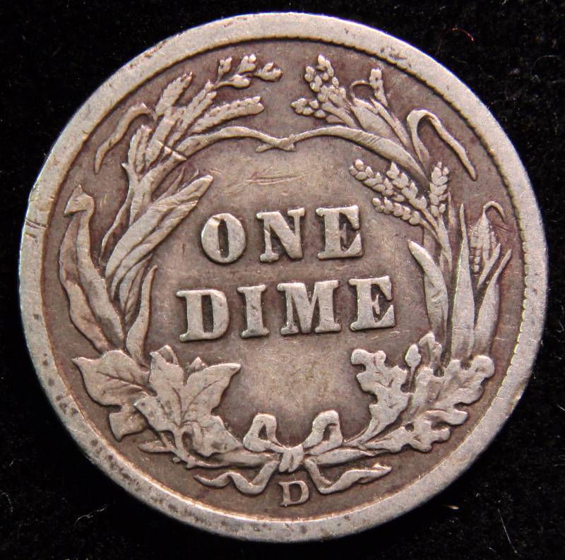 1914-D BARBER SILVER DIME VERY FINE
