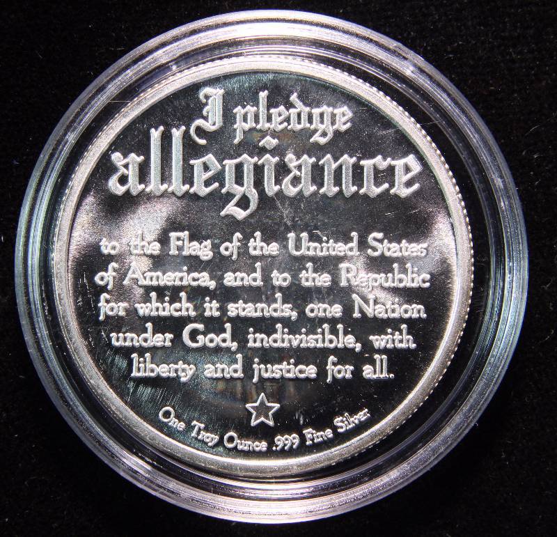 1 TROY OZ. .999 FINE SILVER EAGLE PLEDGE OF ALLEGIANCE DESIGN IN AIRTITE HOLDER