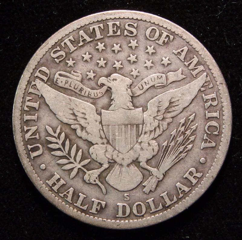 1912-S BARBER SILVER HALF DOLLAR FINE
