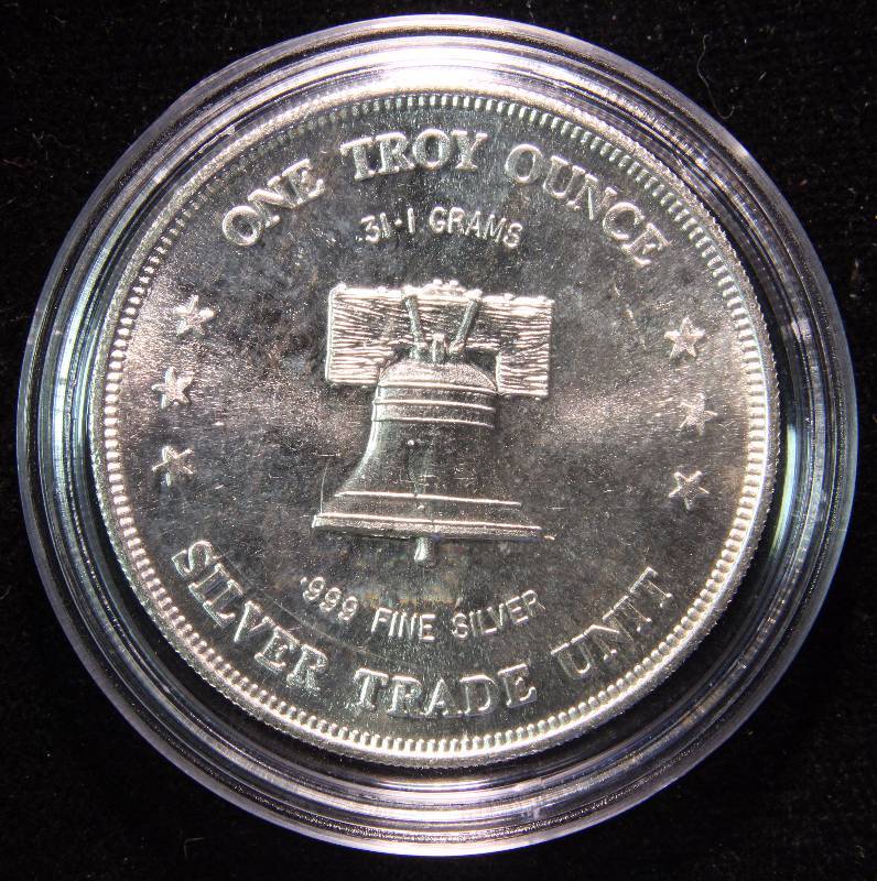 1 TROY OZ. .999 FINE SILVER LIBERTY EAGLE SILVER TRADE UNIT IN AIRTITE HOLDER