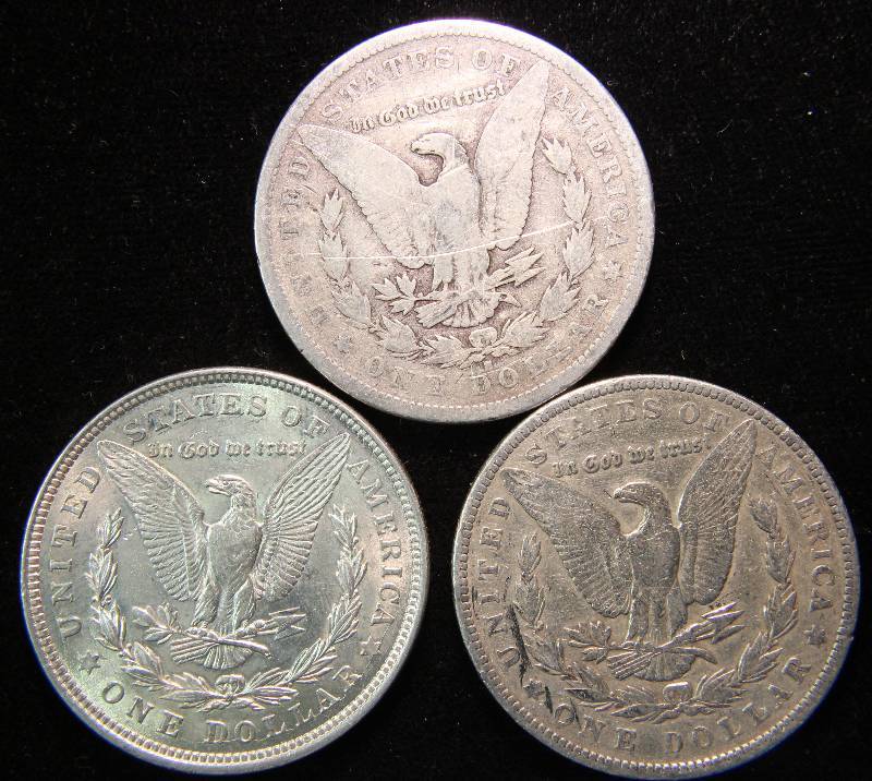 GROUP OF 3 - MORGAN SILVER DOLLARS AS PICTURED