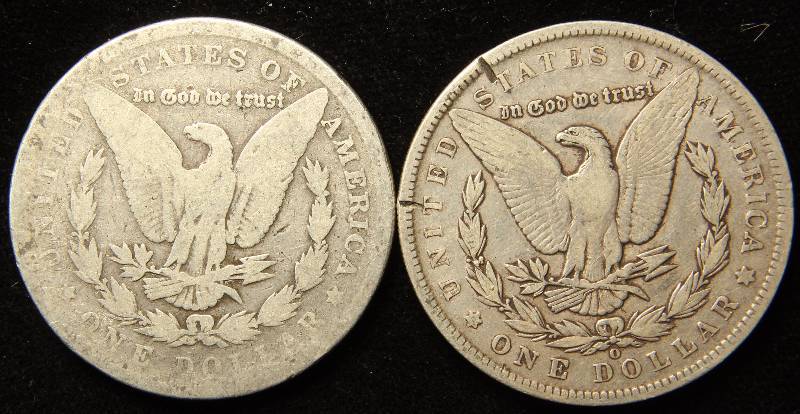 GROUP OF 2 - MORGAN SILVER DOLLARS AS PICTURED