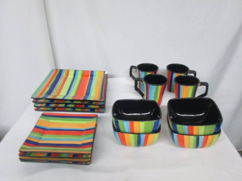 lot 37 image: Gibson Elite Florid Stripes Durastone Dinnerware Set