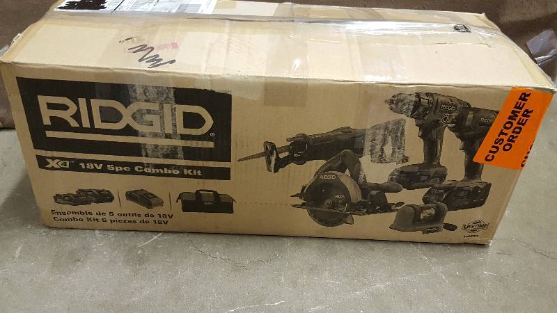 lot 10 image: RIDGID 18-Volt Lithium-Ion Cordless Combo Kit (5-Piece)
