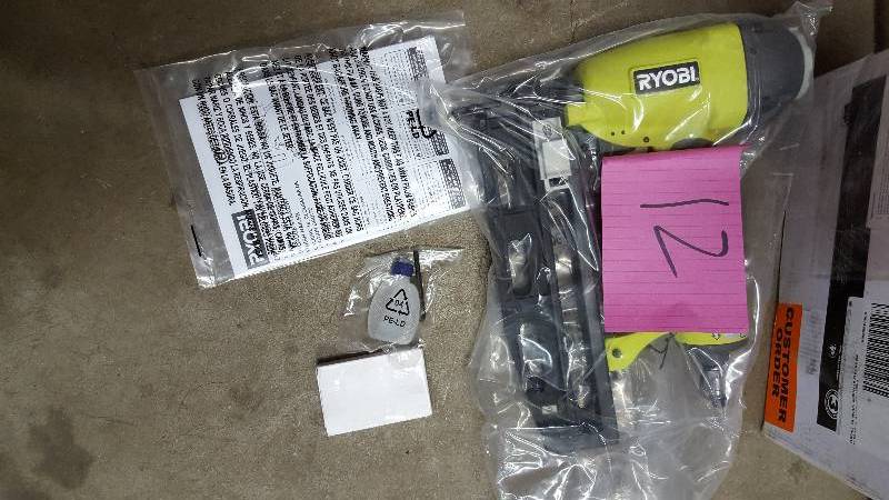 lot 12 image: Ryobi 2.5 in. x 16-Gauge Straight Nailer Model # YG250FS New