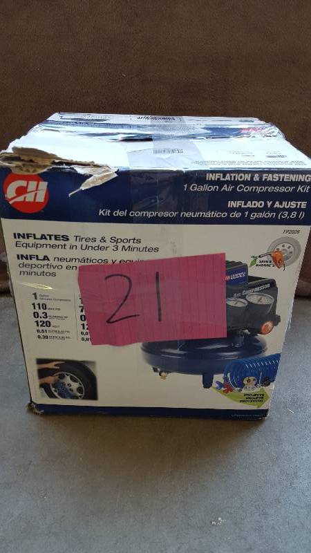 lot 21 image: Campbell Hausfeld FP2028 1 Gallon Oil-Free Pancake Air Compressor