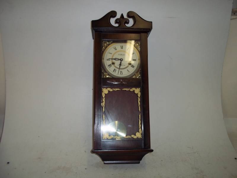 lot 28 image: Wall hanging grandfather clock