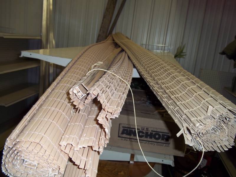 lot 31 image: Pair of faux bamboo blinds 10ft wide
