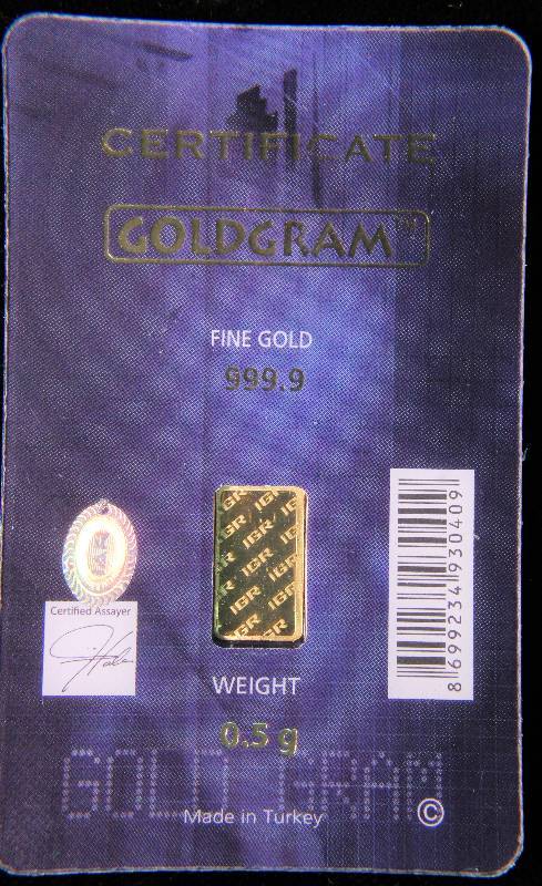 12 GRAM .999 FINE GOLD SEALED BY ISTANBUL GOLD REFINERY