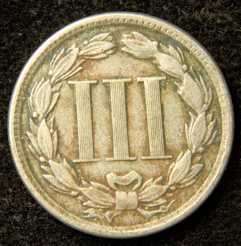 1865 3 CENT NICKEL VG