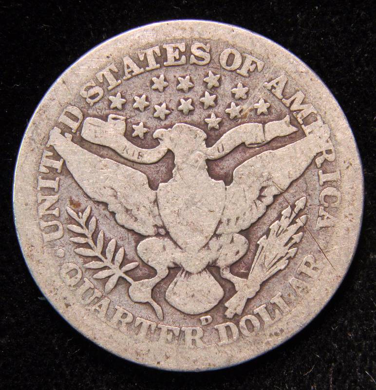 1908-D BARBER SILVER QUARTER