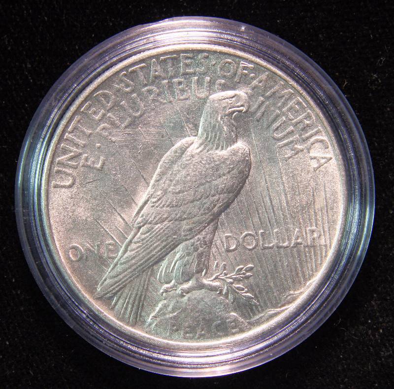 1925 PEACE SILVER DOLLAR AU IN AIRTITE HOLDER