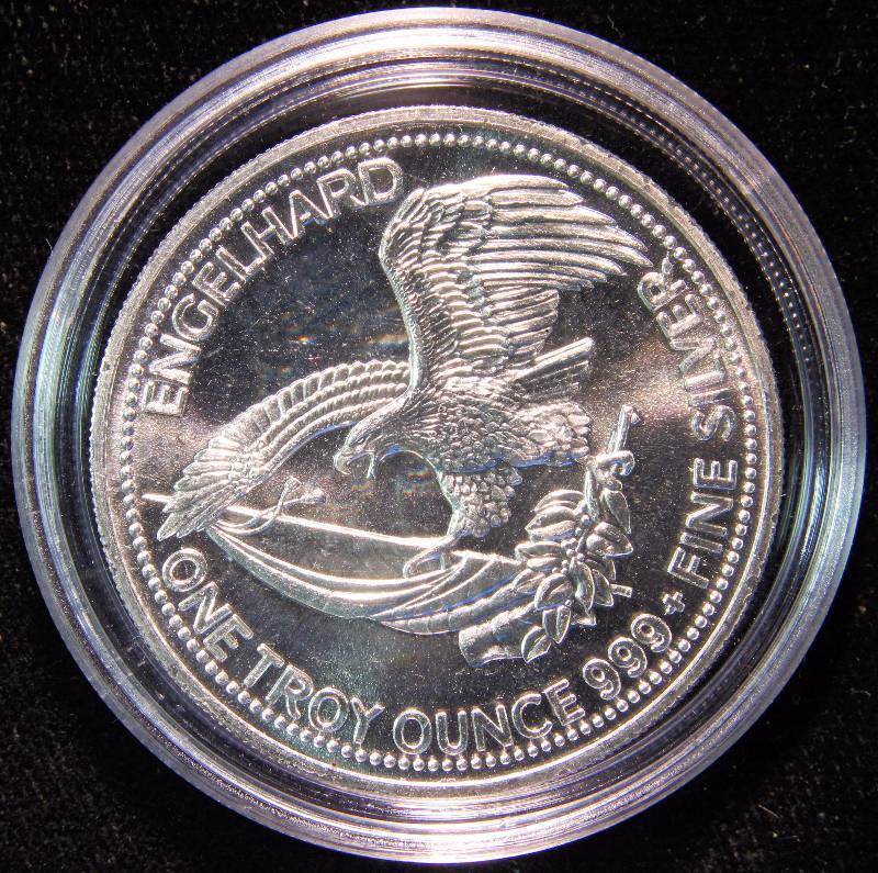 1 TROY OZ. .999 FINE SILVER 1986 ENGELHARD PROSPECTOR IN AIRTITE HOLDER