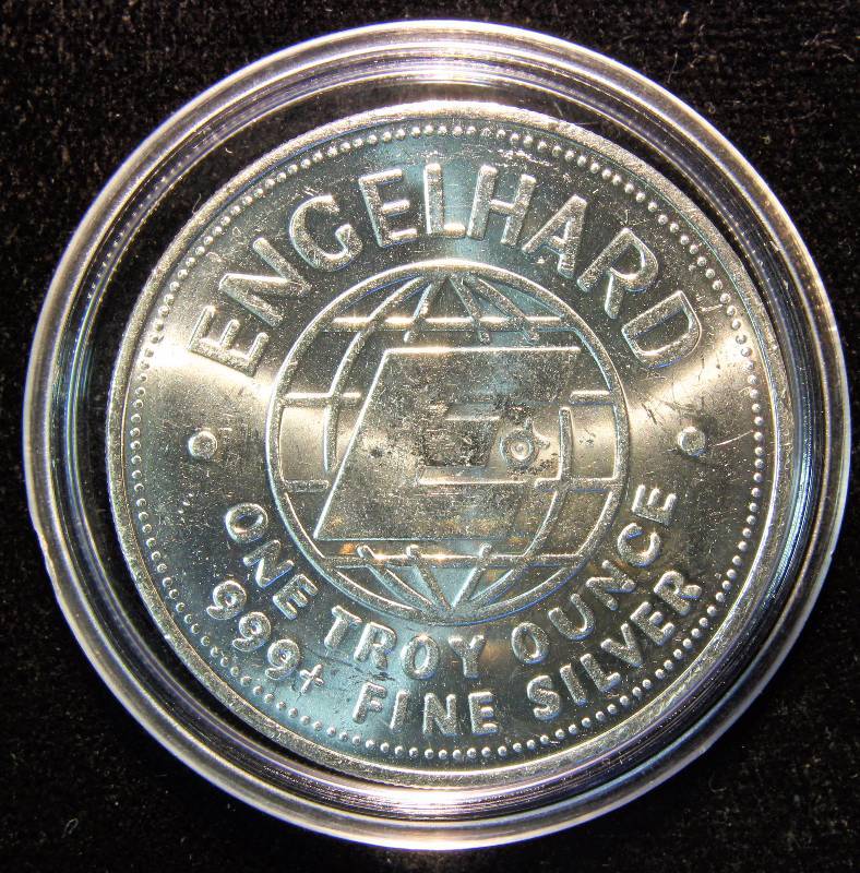 1 TROY OZ. .999 FINE SILVER 1982 ENGELHARD PROSPECTOR IN AIRTITE HOLDER