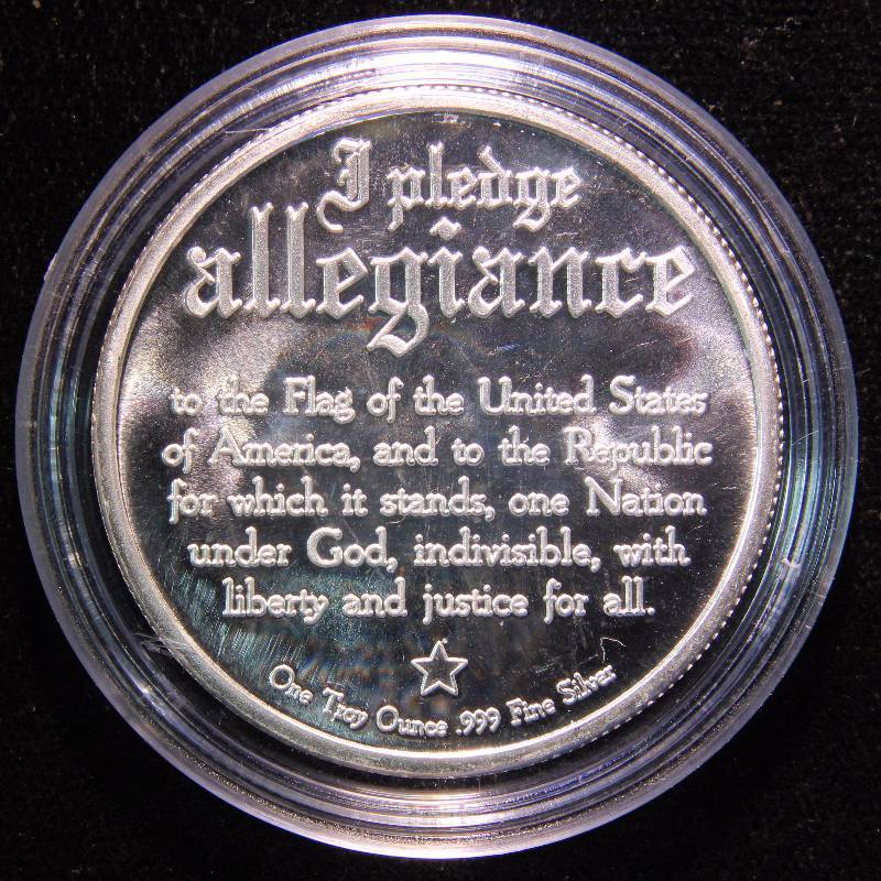 1 TROY OZ. .999 FINE SILVER EAGLE PLEDGE OF ALLEGIANCE DESIGN IN AIRTITE HOLDER