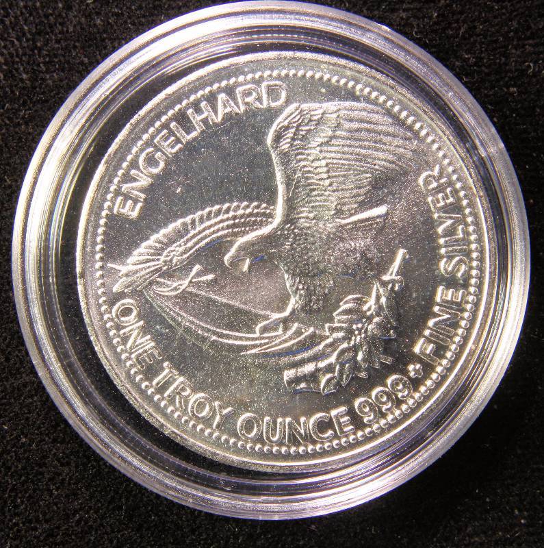 1 TROY OZ. .999 FINE SILVER 1984 ENGELHARD PROSPECTOR IN AIRTITE HOLDER