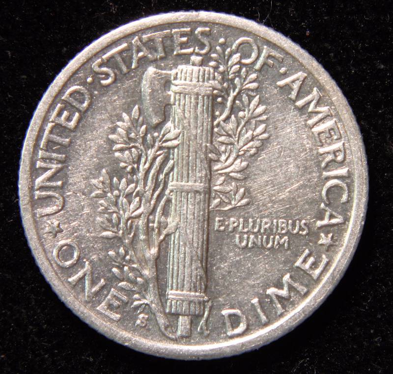 1941-S MERCURY SILVER DIME AU