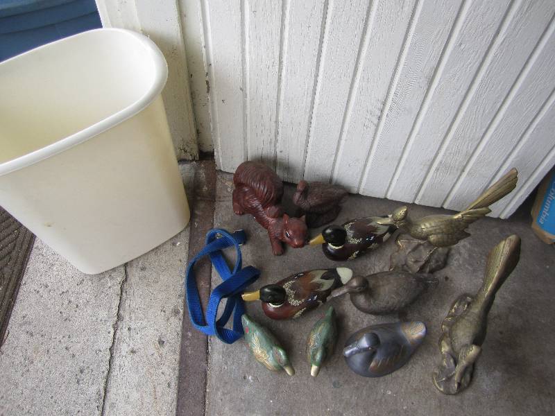 bin of small bird figureines...