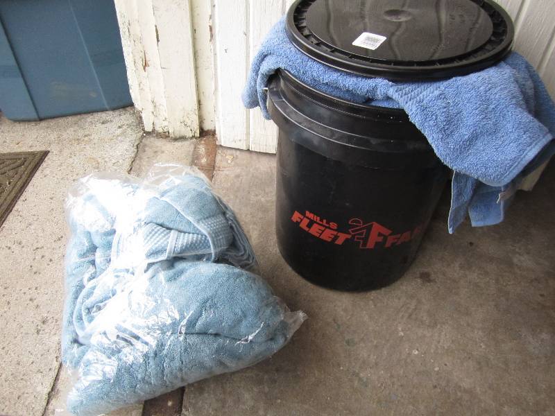 bucket of towels ...