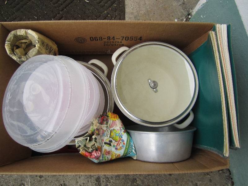 box of kitchen supplies ...