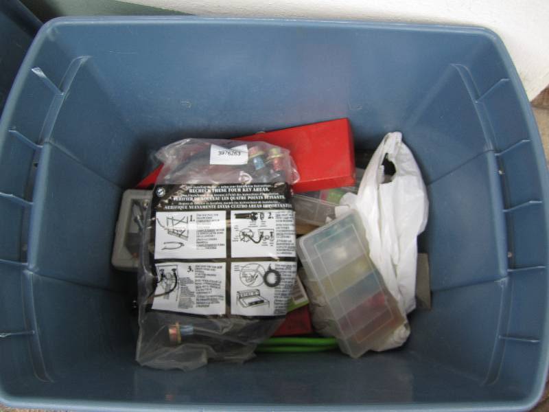 bin of mixed tools...