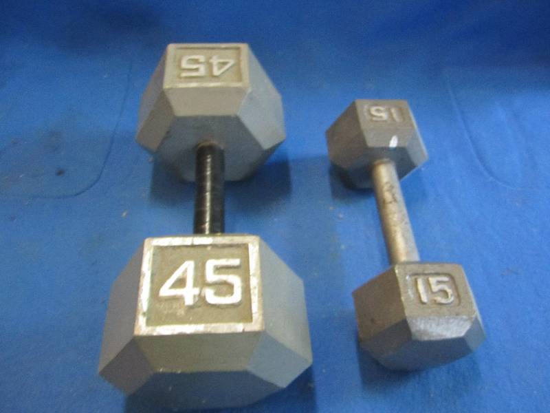 45 and 15 lb weights...