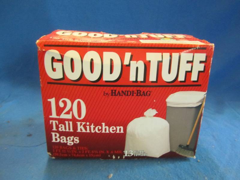 Box of trash can liners...