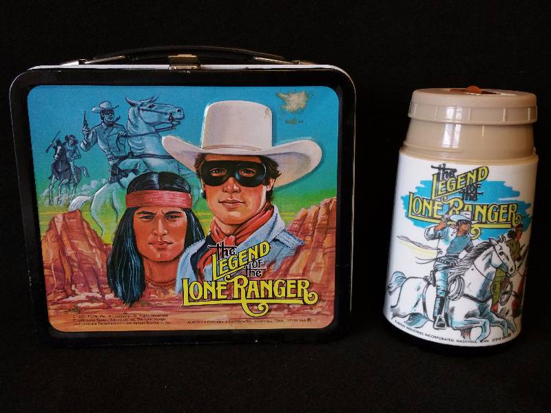 lot 35 image: 1980 Lone Ranger & Tonto Metal Lunchbox and Thermos