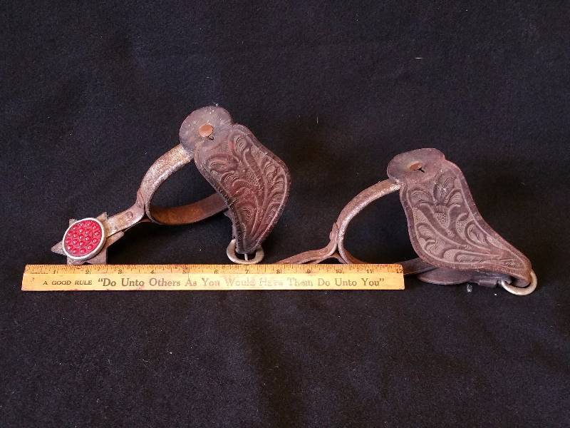 lot 37 image: Set of Real Metal  Leather Spurs