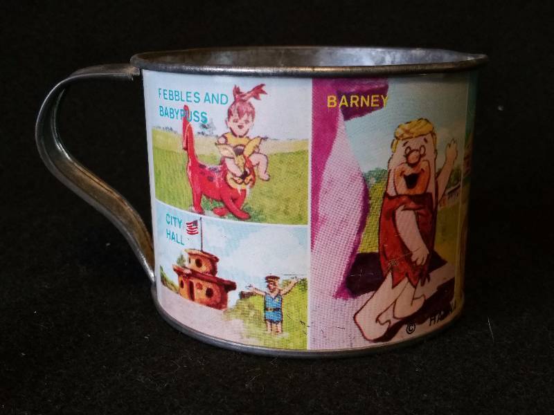 lot 48 image: 1970 Bedrock City Flintstones Metal Cup