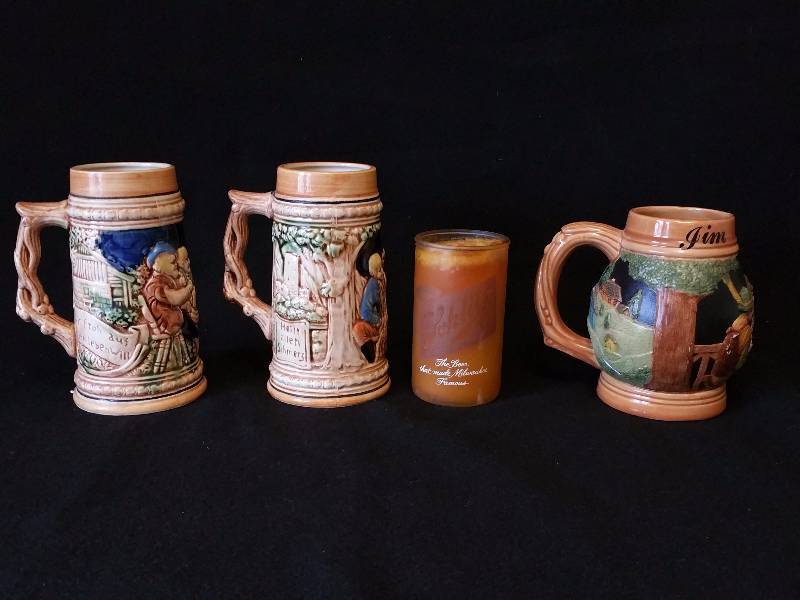 lot 49 image: Group of Beer Steins  Schlitz Beer Candle