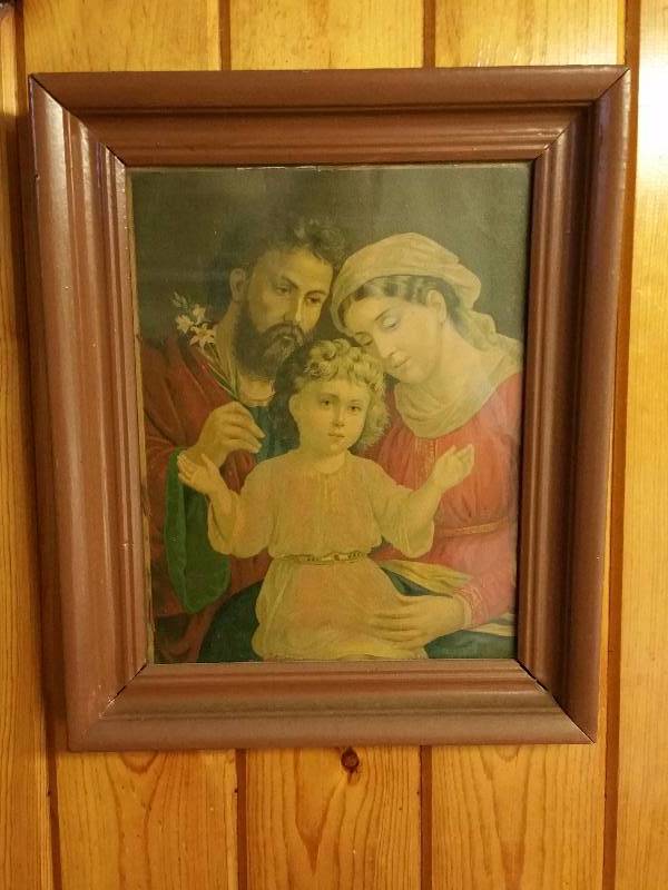 lot 62 image: Vintage Joseph, Mary, Jesus Framed Print