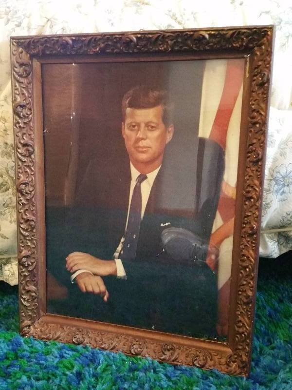 lot 64 image: Vintage JFK Framed Print