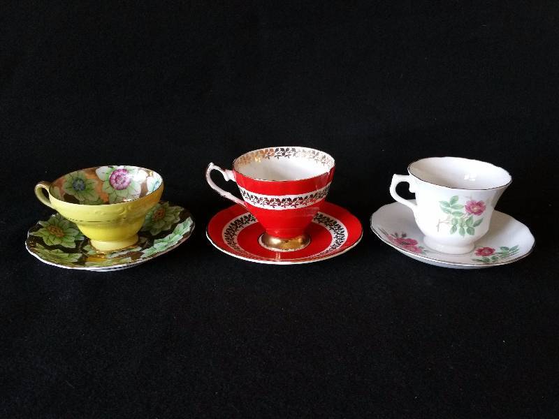 lot 77 image: (3) Fine China Tea Cups and Saucers