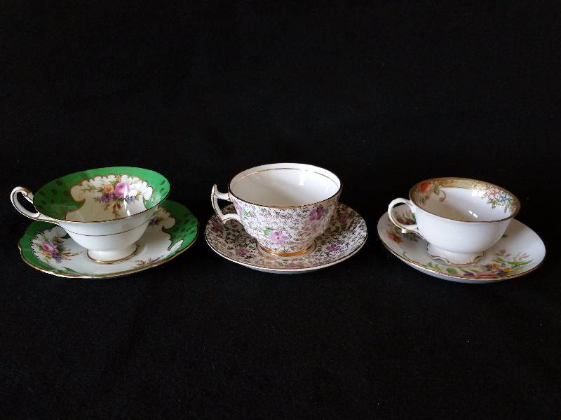 lot 79 image: (3) Fine China Tea Cups and Saucers