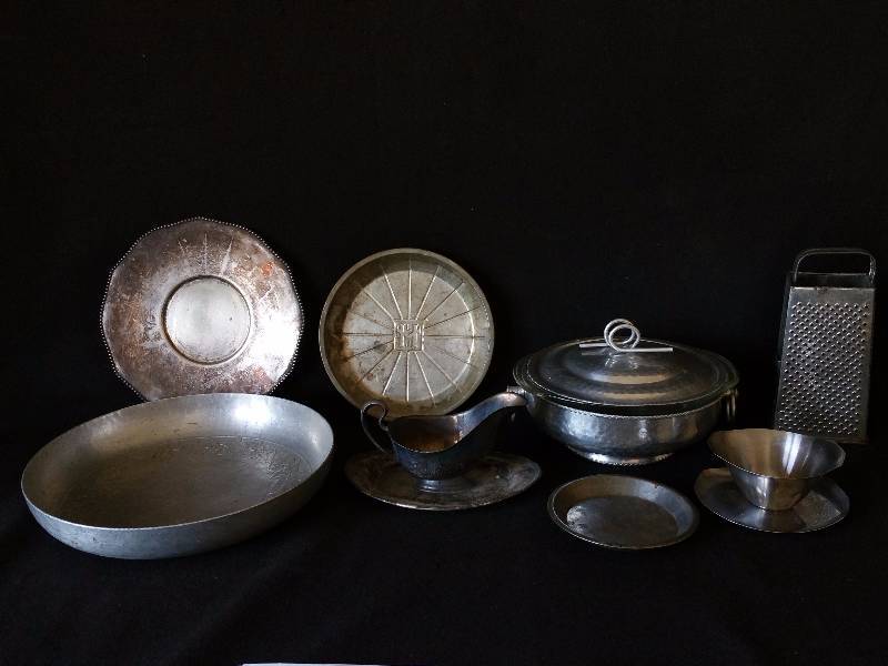 lot 83 image: Aluminum and Silverplated Cook and Dishware