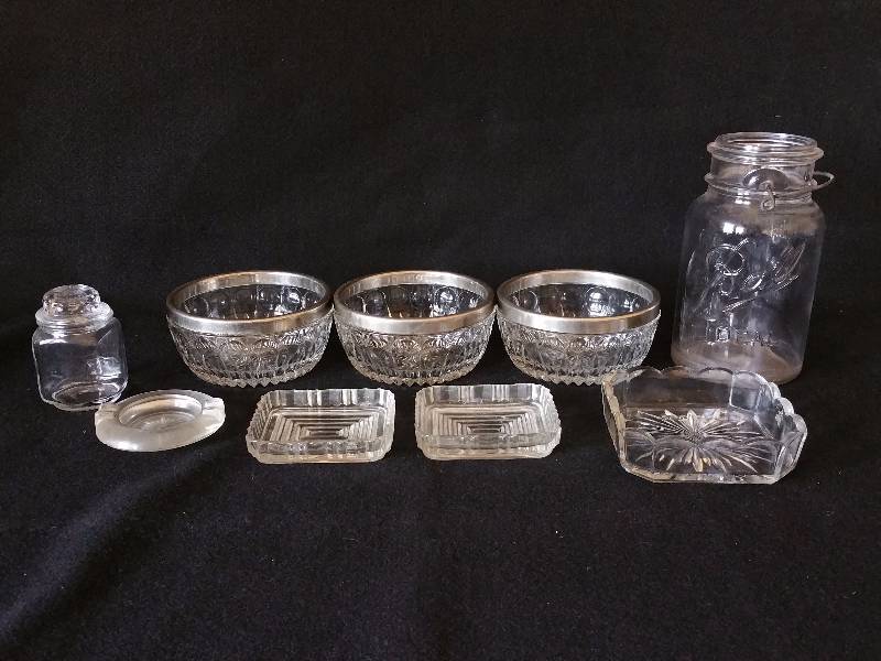 lot 89 image: Ball Mason Jar, Vintage Clear Glass, Etc.