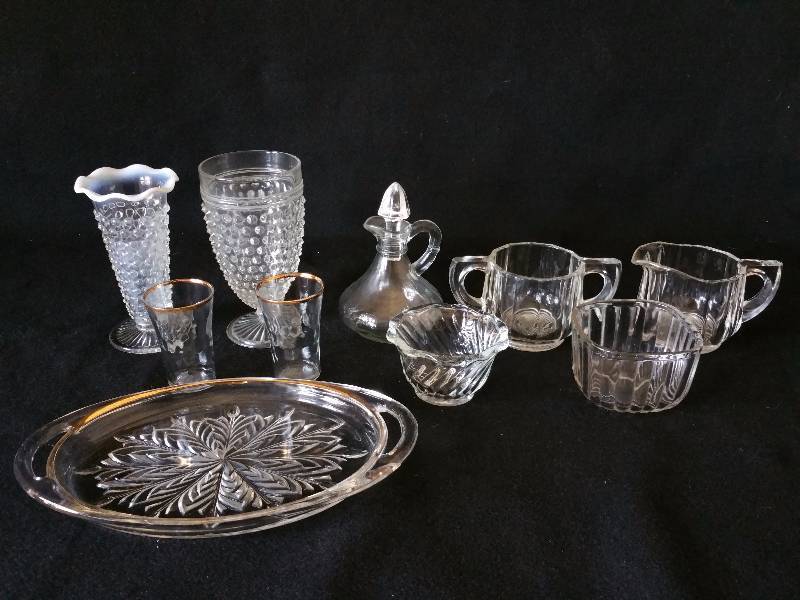 lot 94 image: Opalescent Case, Cruett, Cream & Sugar, Etc.