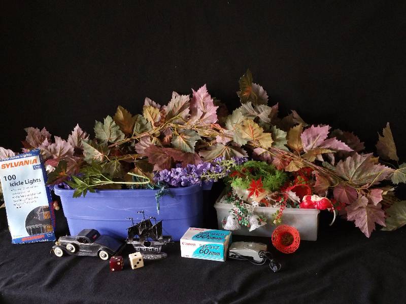 lot 214 image: Large Misc Lot - Canon Camera, Lights, Garland, Etc.