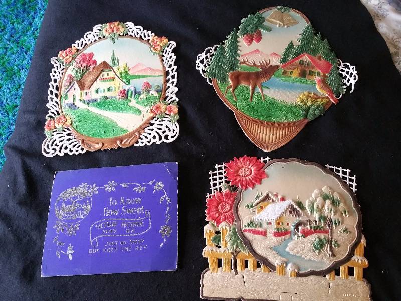 lot 229 image: Antique German Embossed Paper Art Pieces