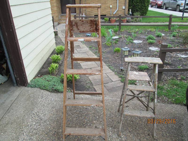 lot 137 image: 2 Old Wood Ladders