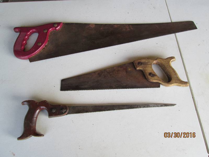 lot 161 image: 3 Vintage Hand Saws