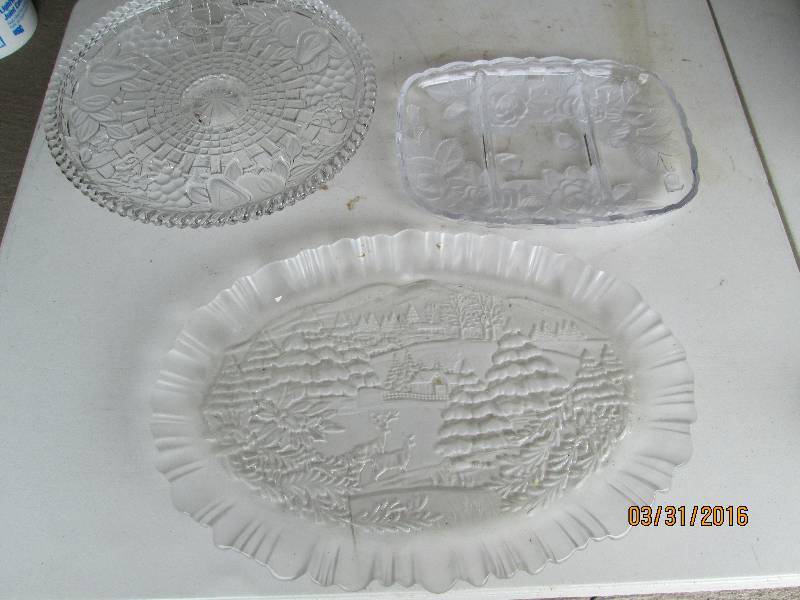 lot 202 image: Glass & Crystal Cake Plate, Platter and Divided Dish