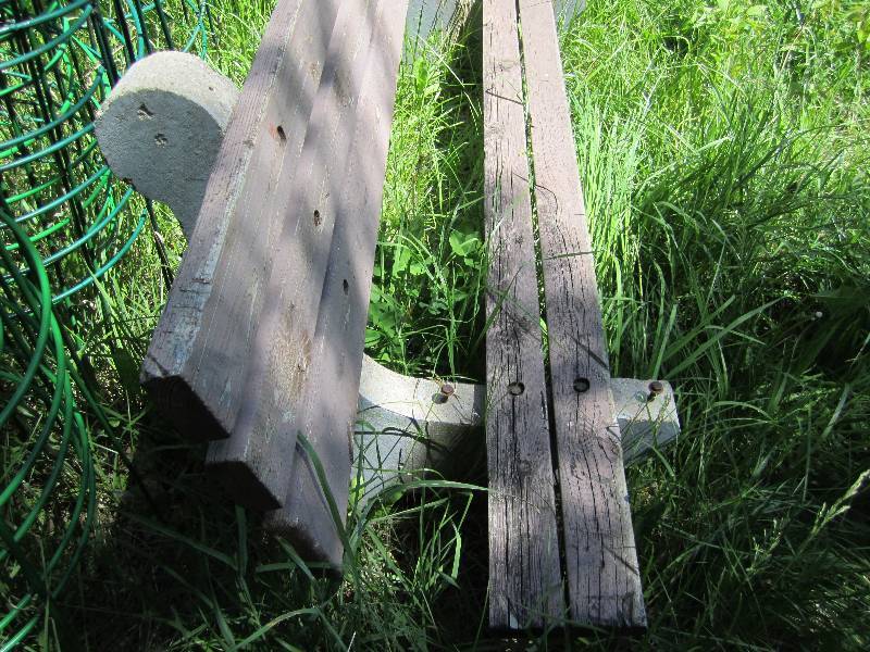 Cement frame bench with 7 foot 2x4 ...
