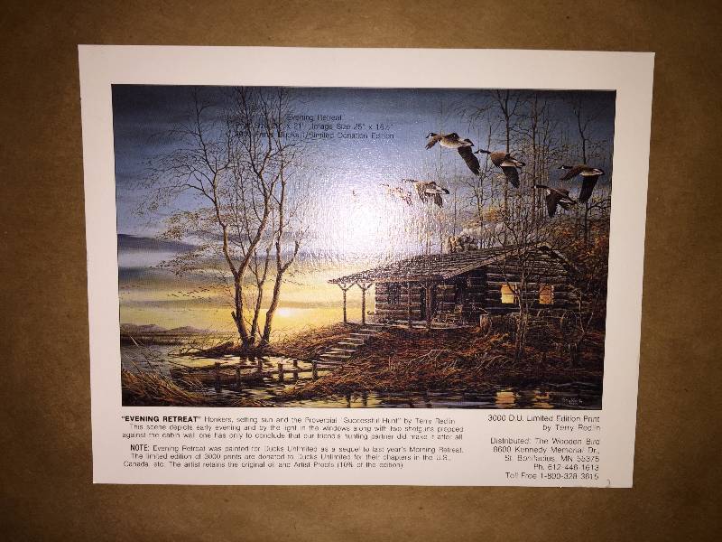 Terry Redlin "Evening Retreat" Ducks Unlimited Signed, Excellent