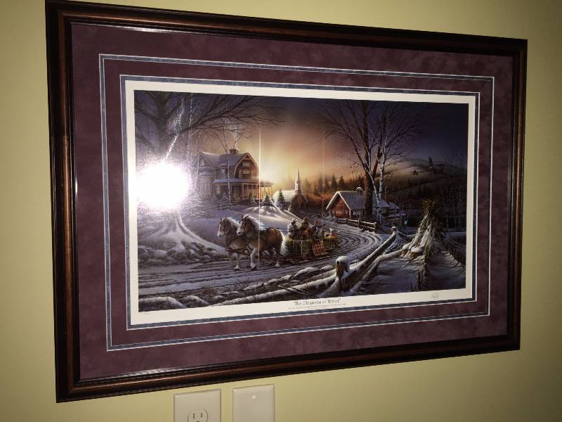 lot 7 image: Terry Redlin, Pleasures of WInter Certificate of Authenticity, Framed Matted, Numbered, signed