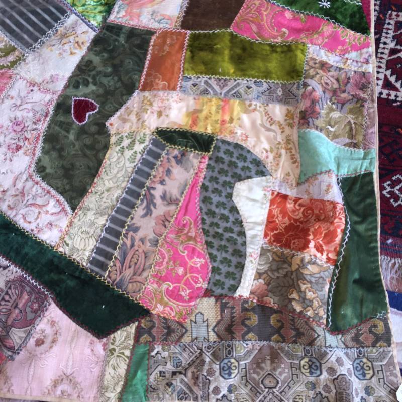 lot 20 image: Beautiful Antique Crazy Quilt, Signed