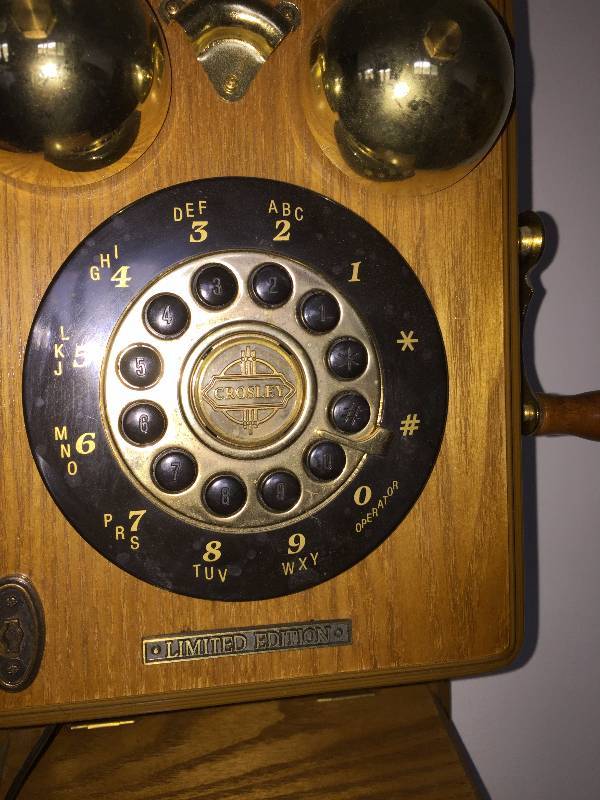 lot 76 image: Crosley Limited Edition Oak Wall Telephone